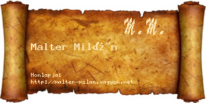 Malter Milán névjegykártya